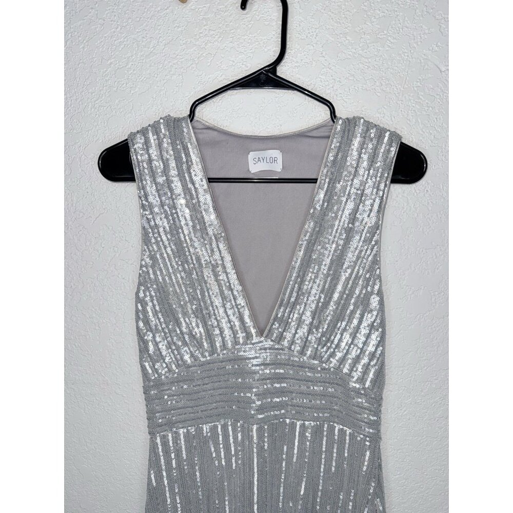Saylor Sequin Mini Dress Gray Sequin Speak Easy Club Cocktail Art Deco Small H - Picture 2 of 6